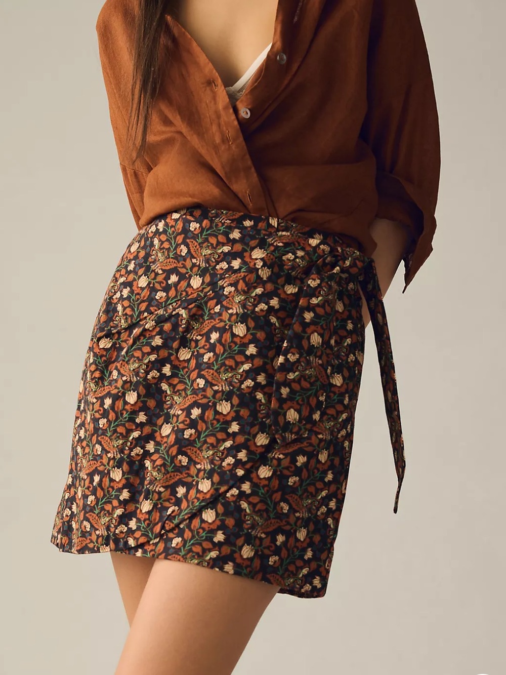 Anthropologie - Let Me Be Sarong Mini Skirt - Picture 2 of 12